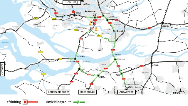 Zuid-Holland – Nachtafsluitingen augustus Heinenoordtunnel